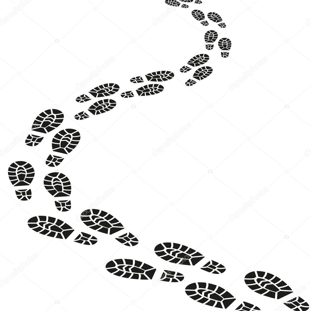Black Footprints Silhouette Set. Vector