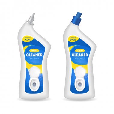 Gerçekçi 3d şişe tuvalet temizleyici ayrıntılı. Vektör