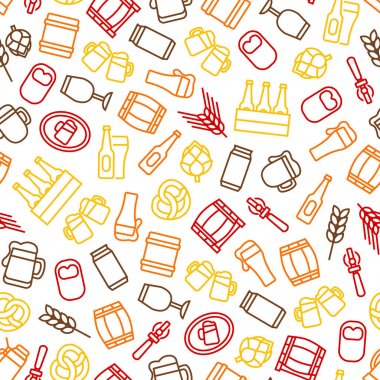 Bira alkol içki ince çizgiyi Seamless Modeli arka plan. Vektör