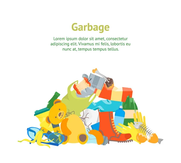 Cartaz de Lixo e Cartão de Lixo dos desenhos animados. Vetor — Vetor de Stock