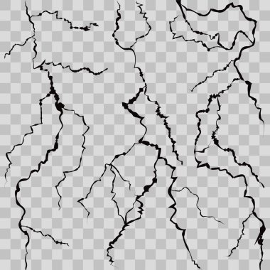 Gerçekçi 3d duvar çatlakları Set ayrıntılı. Vektör