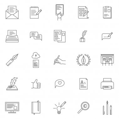 Telif hakkı işareti Siyah ince çizgi Icon Set. Vektör