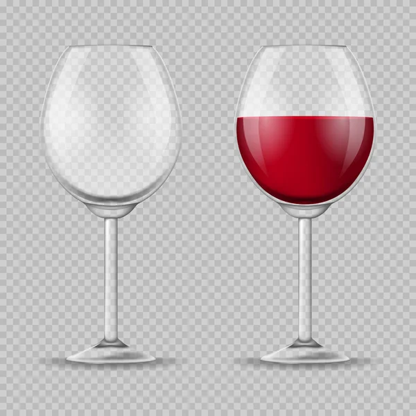 Realista detallada 3d vino conjunto de vidrio. Vector — Archivo Imágenes Vectoriales