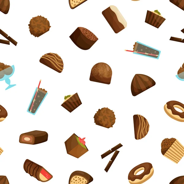 Chocolat sucreries sans couture motif fond. Vecteur — Image vectorielle