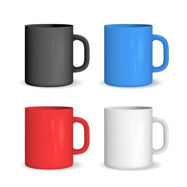 Realistiska färg keramiska Cup Set. Vektor — Stock vektor