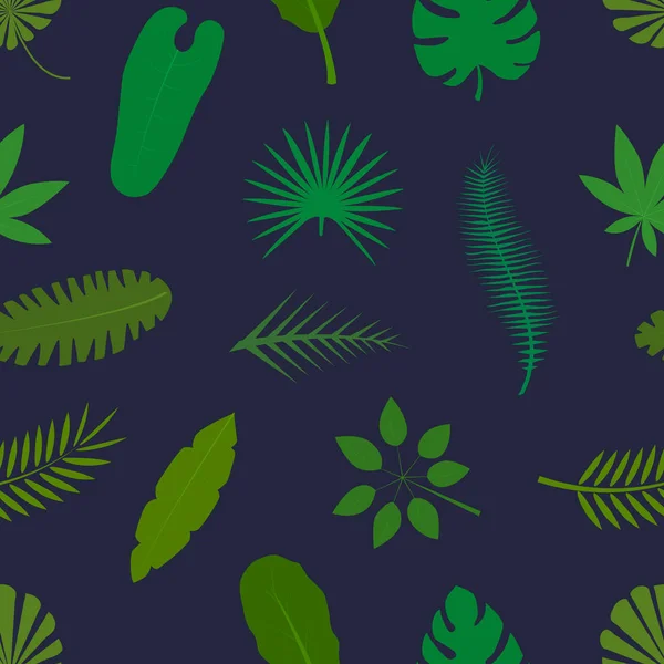 Tropical Palm Leaves Silhouettes vertes fond de motif sans couture. Vecteur — Image vectorielle