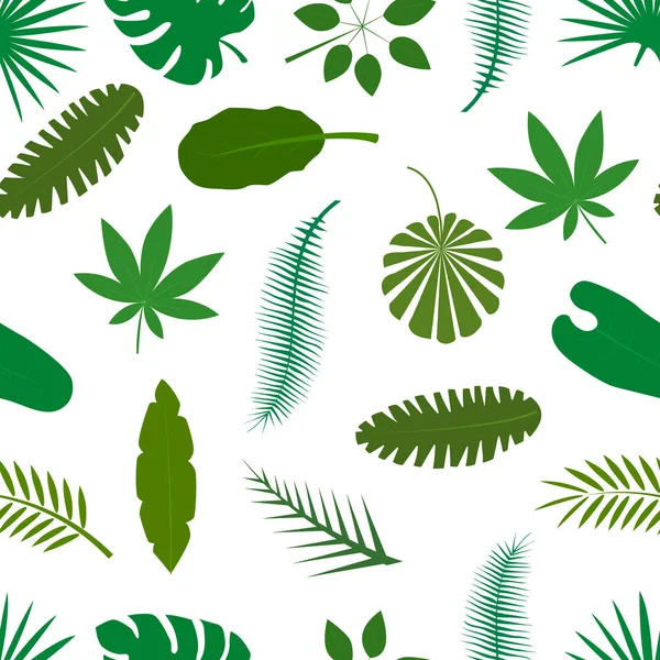 Tropical Palm Hojas Siluetas verdes sin costuras Patrón de fondo. Vector — Archivo Imágenes Vectoriales