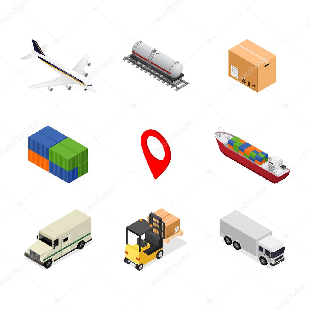 Delivery Icon Set Isometric View. Vector