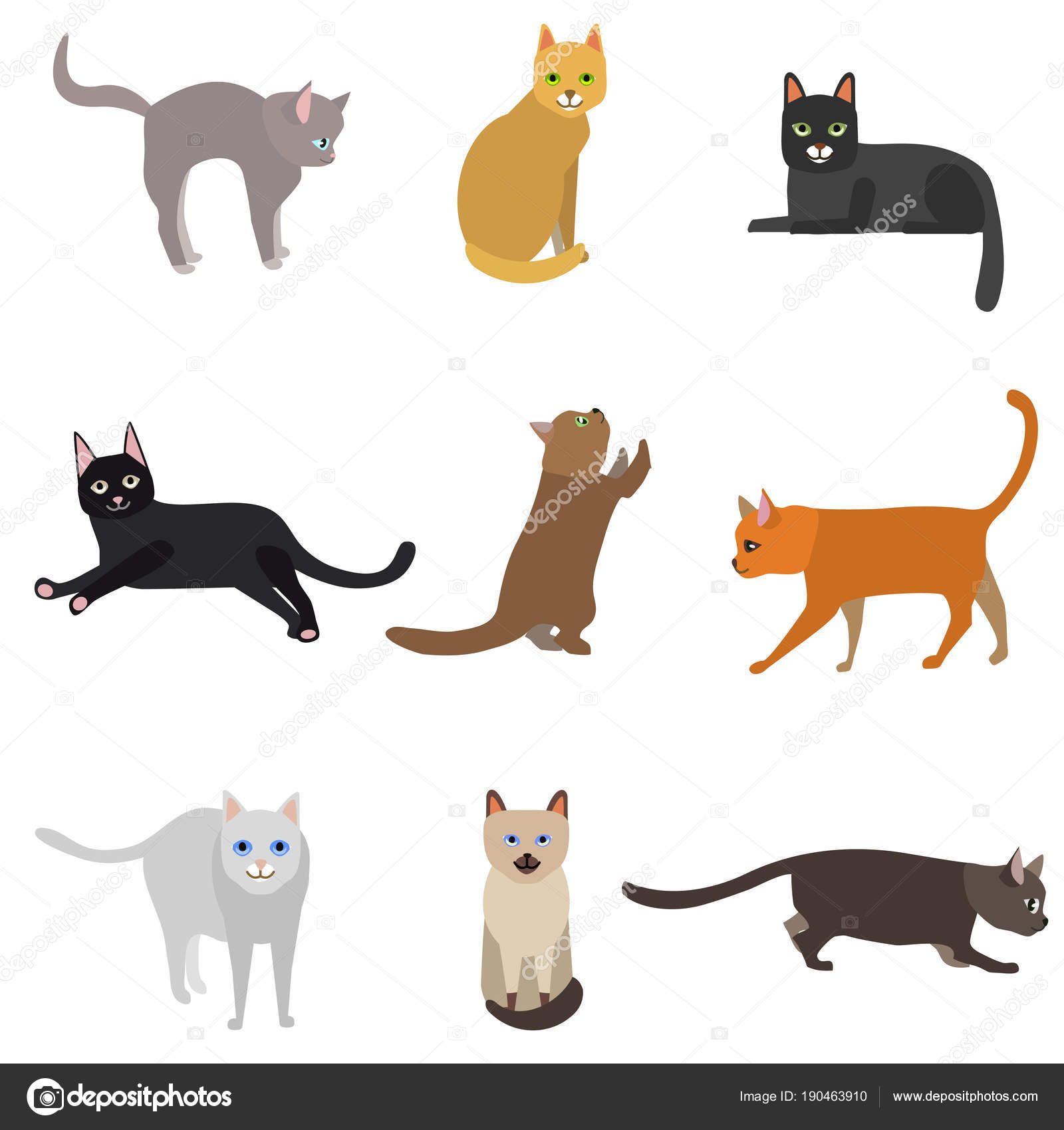 cute cats icon set design, Stock vector