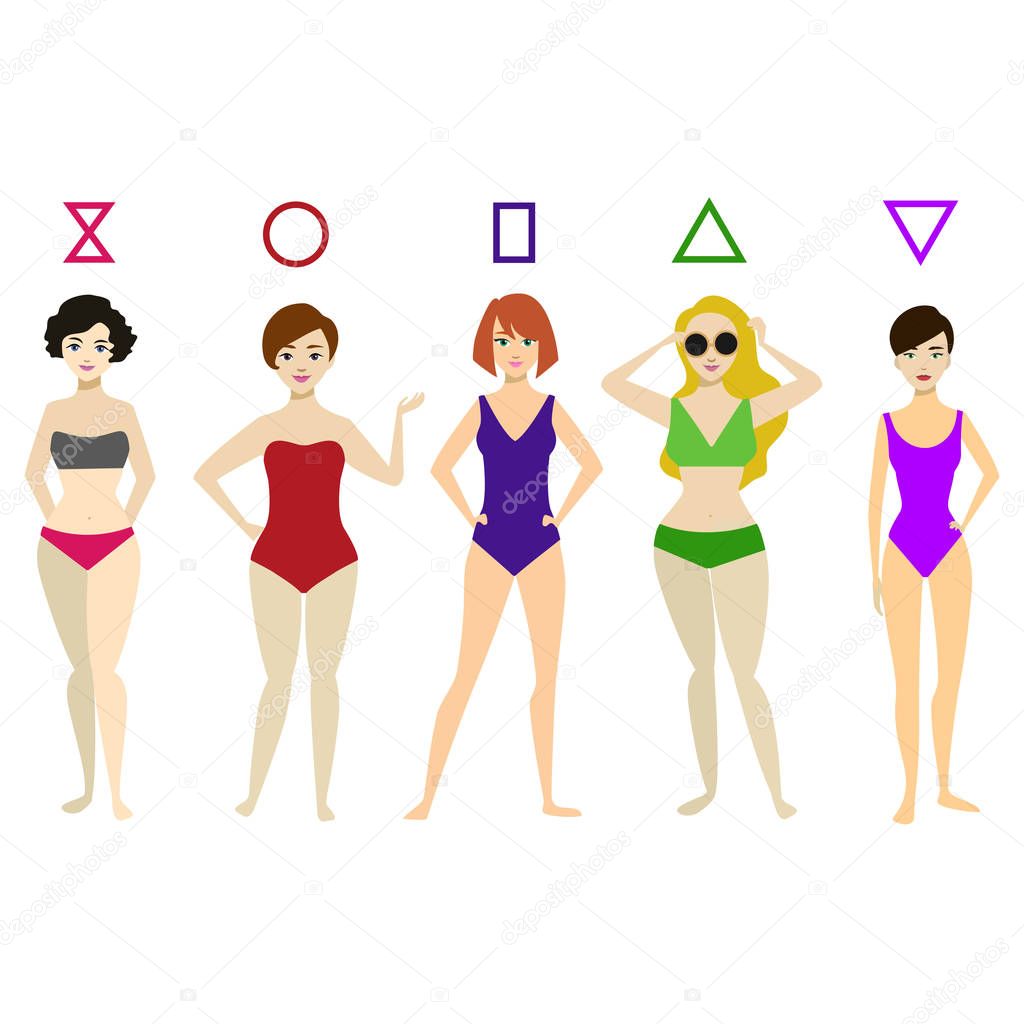 Cartoon Woman Body Shape Different Types Set. Vector