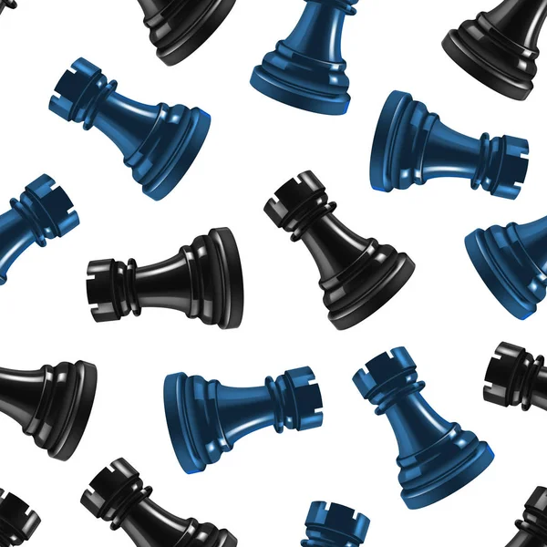 Realistico 3d scacchi Black Rook senza soluzione di continuità modello di sfondo. Vettore — Vettoriale Stock