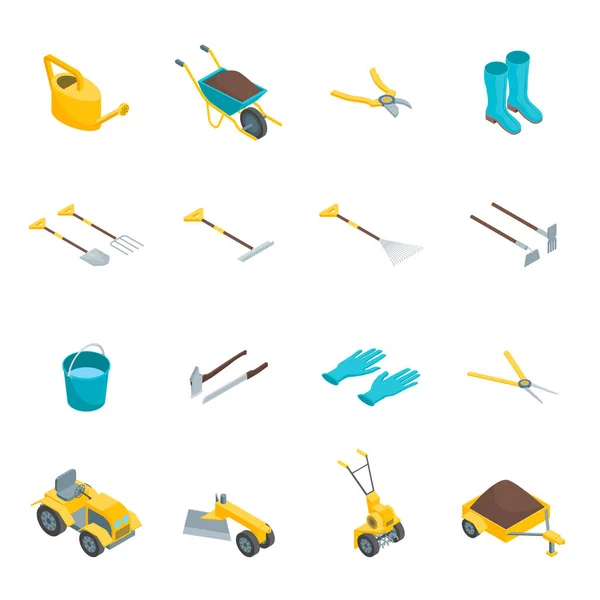 Tuingereedschap 3d Icons Set isometrische weergave. Vector — Stockvector