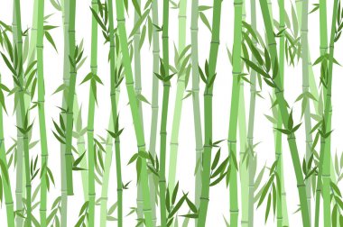 Çizgi film bambu orman manzara arka plan. Vektör