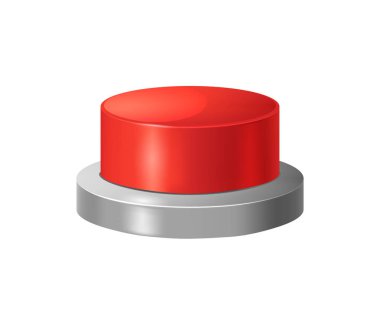 Gerçekçi detaylı 3d kırmızı düğme. Vektör