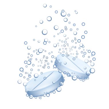 Realistic Detailed 3d Pill with Bubbles. Vector clipart