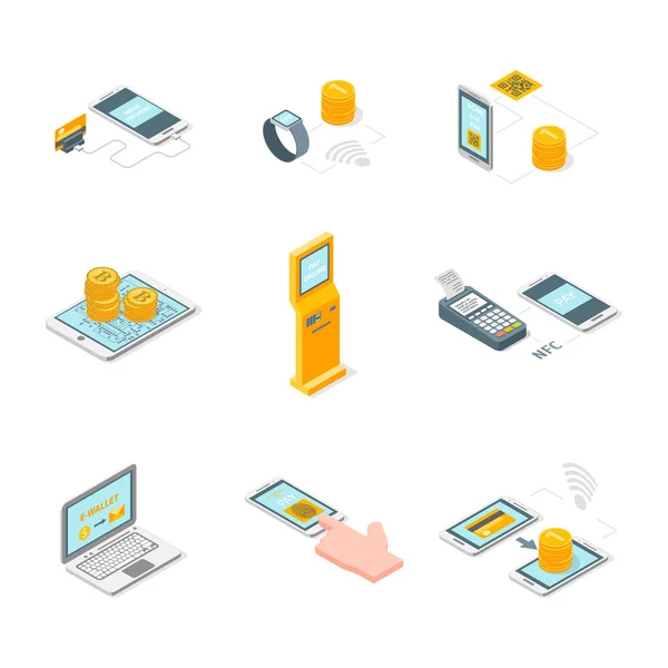 Online Payments Signs 3d Icons Set Isometric View. Vector — Stock Vector