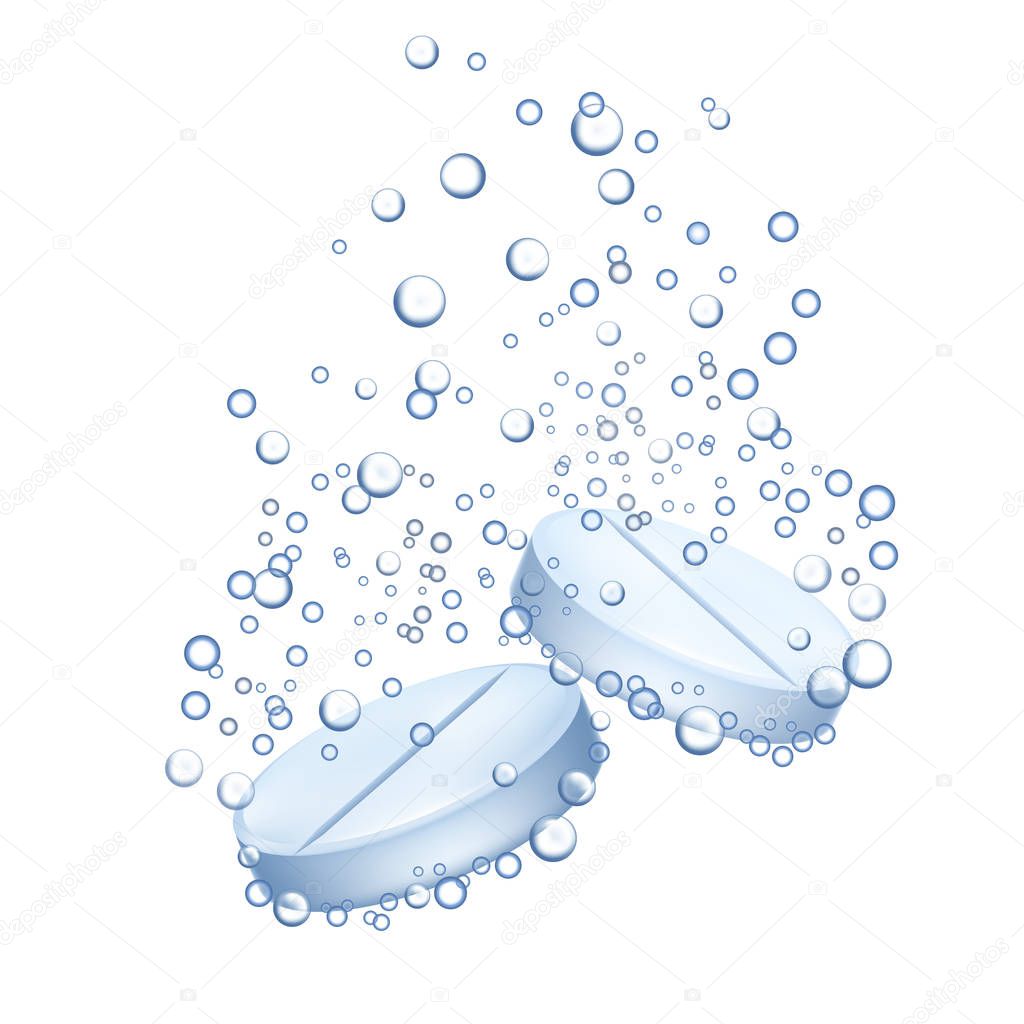 Realistic Detailed 3d Pill with Bubbles. Vector