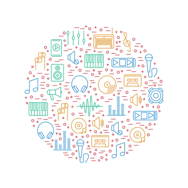 Modèle de conception acoustique et sonore ronde. Vecteur — Image vectorielle