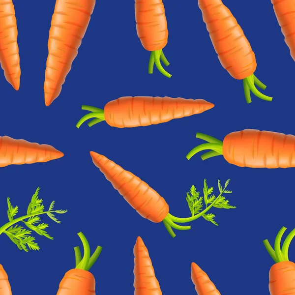 Realistik Detail 3d Carrots Seamless Pattern Background. Vektor - Stok Vektor