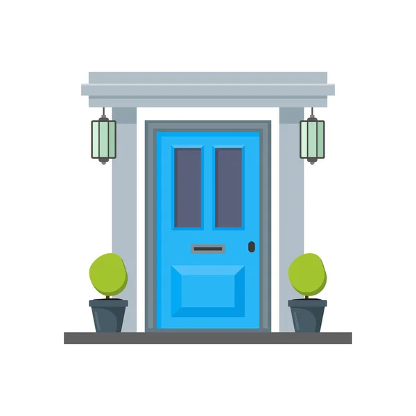 Porte de la maison Cartoon Blue. Vecteur — Image vectorielle