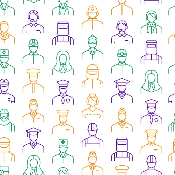 Personas Avatares Personajes Staff Seamless Pattern Background. Vector — Archivo Imágenes Vectoriales