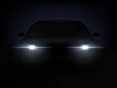 Karanlık arka plan gerçekçi araba ışıklar etkisi. Vektör