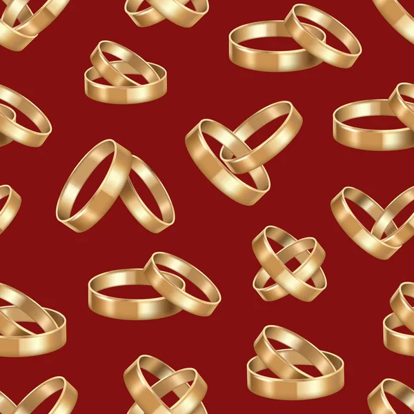 リアルの金結婚指輪詳細なシームレス パターン背景。ベクトル — ストックベクタ