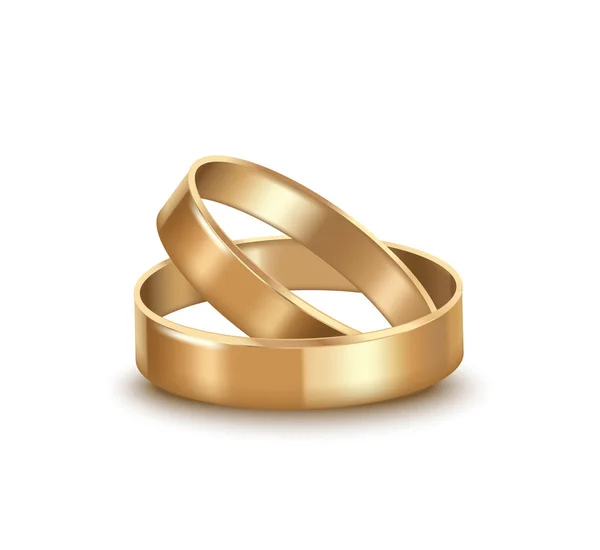 Anillos de boda de oro detallados realistas. Vector — Vector de stock