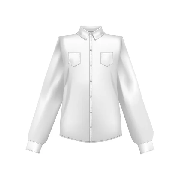 Realista detalhada 3d modelo branco branco camisa frontal. Vetor —  Vetores de Stock