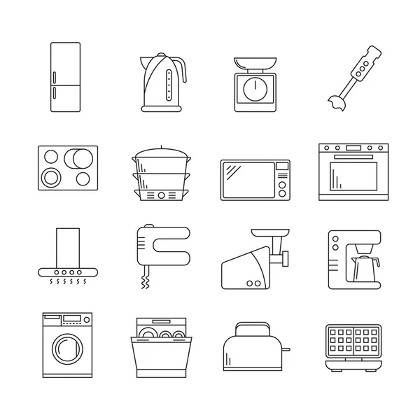 Aparatos de cocina Signos Black Thin Line Icon Set. Vector — Vector de stock