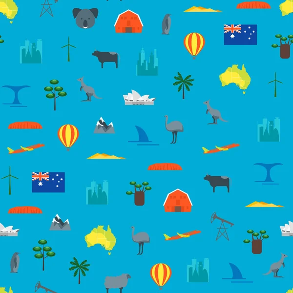 Cartoon Australia Descubre Concept Travel. Vector — Vector de stock