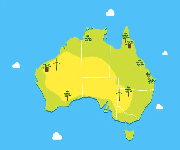 Cartoon Color Australia Continent Concept Travel (en inglés). Vector — Vector de stock