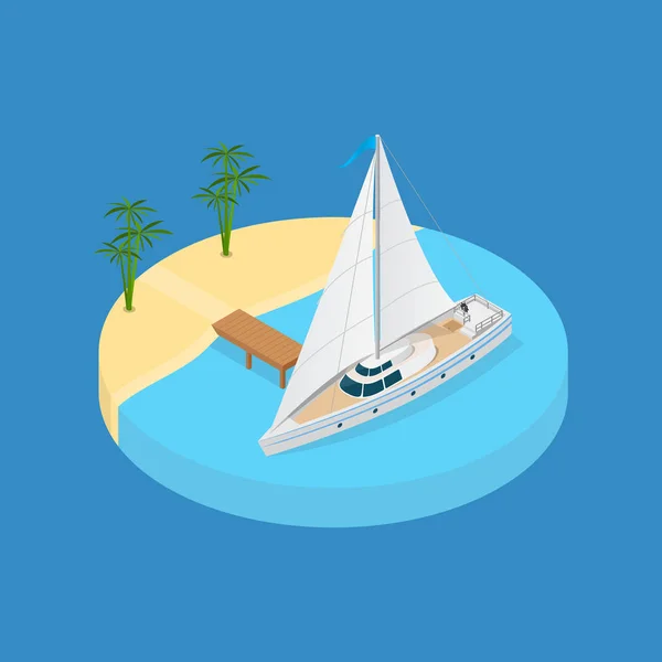 Beach Vacation Element 3d Isometric View. Vector — Stock Vector