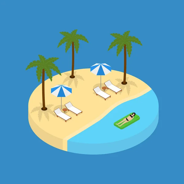 Playa Elemento de vacaciones 3d Vista isométrica. Vector — Vector de stock