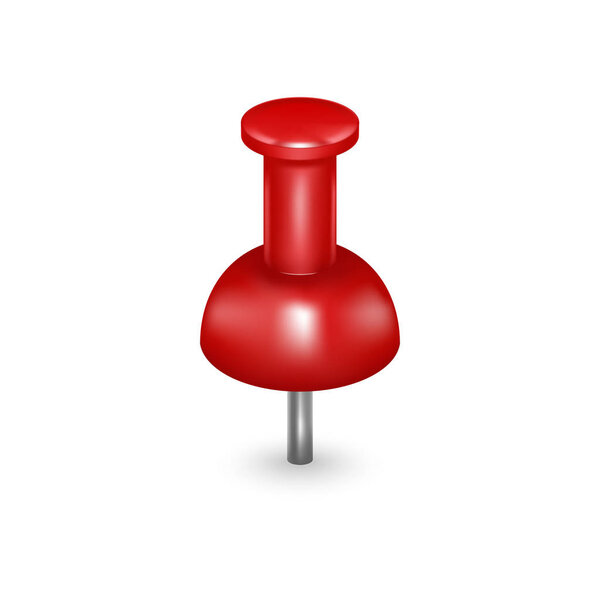 Realistic Detailed 3d Red Push Pin. Vector