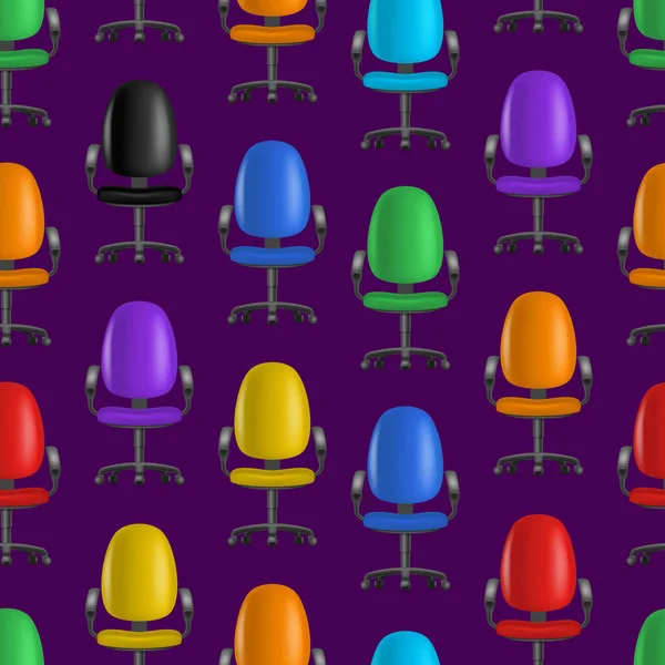 Realistische detaillierte 3D leere Stühle nahtlose Muster Hintergrund. Vektor — Stockvektor