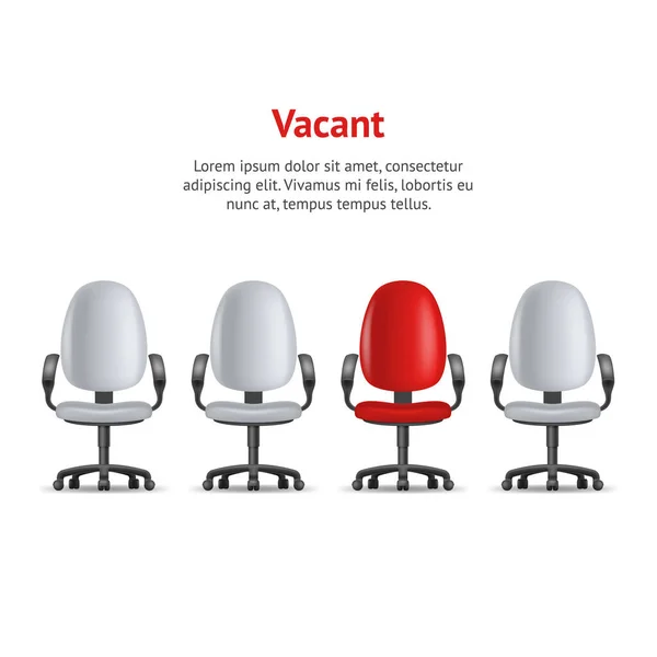 Realisztikus részletes 3D üres székek Concept Card. Vektor — Stock Vector