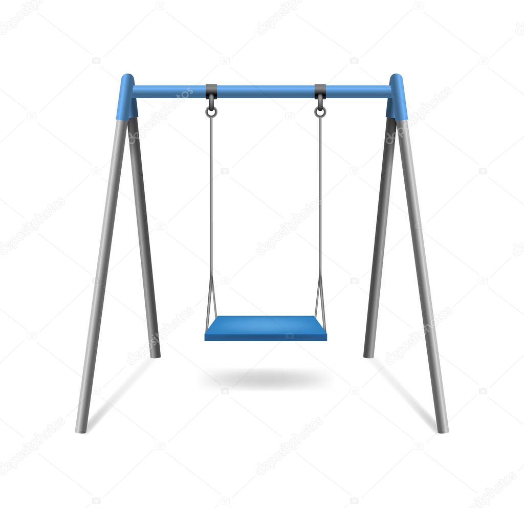 Realistic Detailed 3d Classic Outdoor Swing. Vector