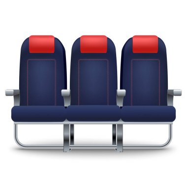 Gerçekçi Detaylı Üçlü Koltuk Uçak Seti. Vektör