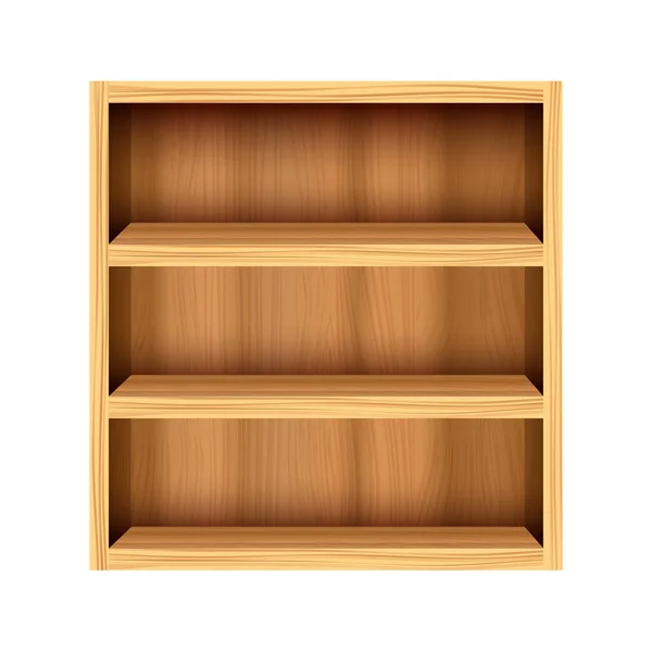Realistic Detailed 3d Empty Wooden Bookshelves. Vector — Stock Vector