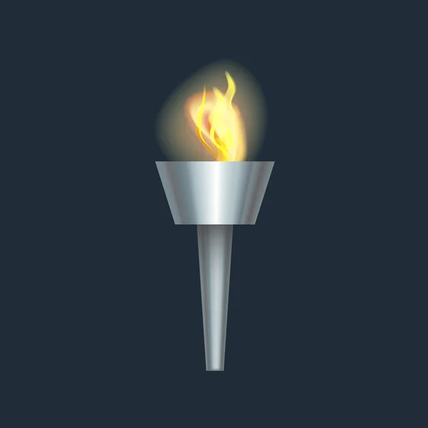 Realistische detaillierte 3D-Fackelflammenfeuer. Vektor — Stockvektor