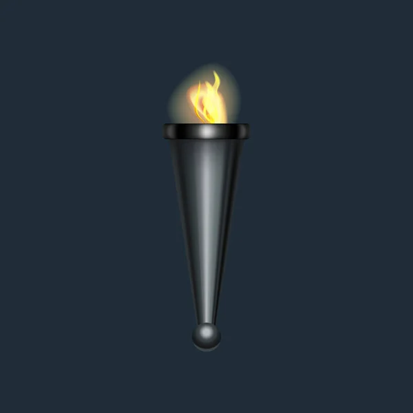 Realistisch Gedetailleerde 3d Torch Vlam Vuur. Vector — Stockvector