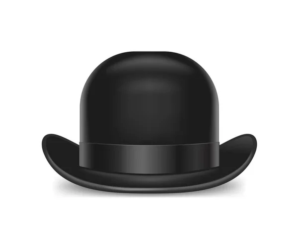 Realisztikus részletes 3D Black Bowler kalap. Vektor — Stock Vector