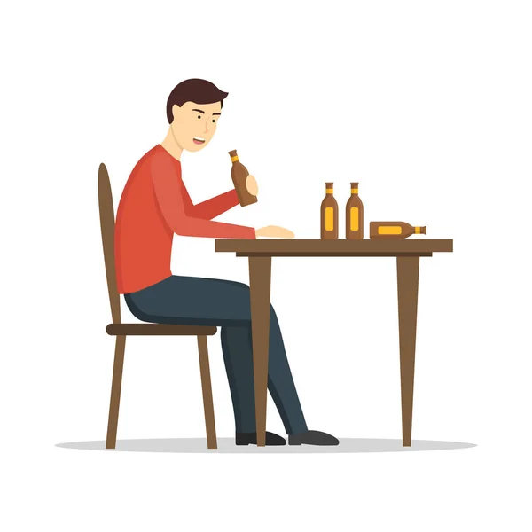 Cartoon Color Character Person and Alcohol . Vector — Stock Vector