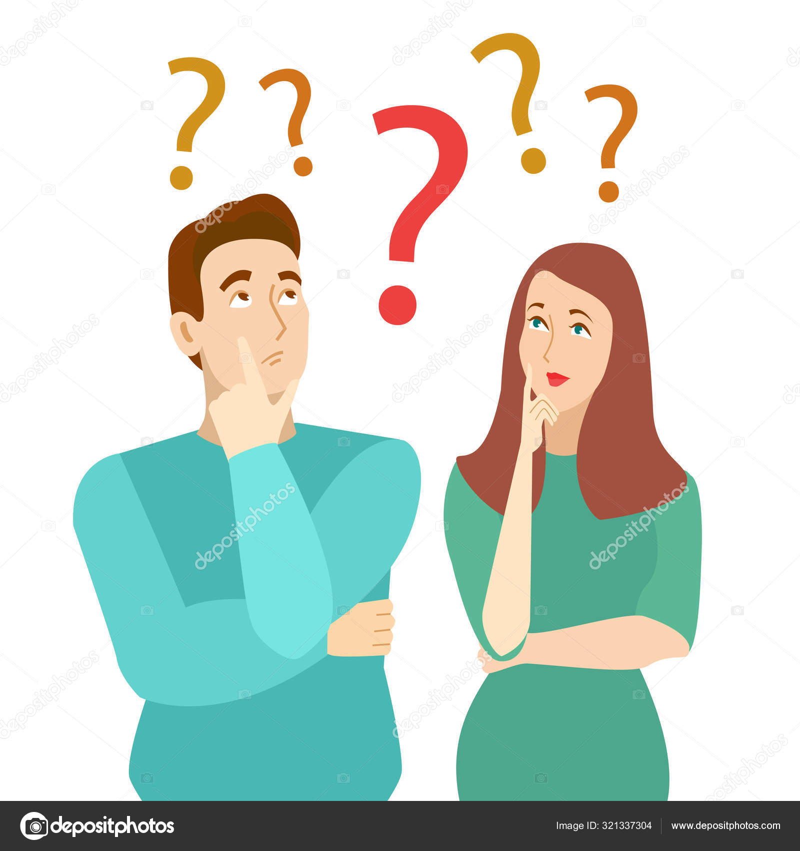 Cartoon Color Characters Persons Thinking Couple Concept. Vector Stock Vector Image by ©bigmouse #321337304 Cartoon Color Characters Persons Thinking Couple Concept. Vector Stock Vector Image by ©bigmouse #321337304
