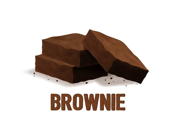 Realista 3d Detallado Brownies Chocolate Concepto Banner Fondo de la tarjeta. Vector — Vector de stock