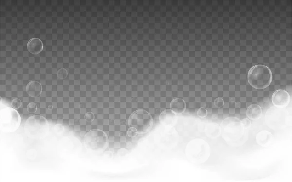 Realista 3d detallada espuma de baño de burbujas. Vector — Archivo Imágenes Vectoriales