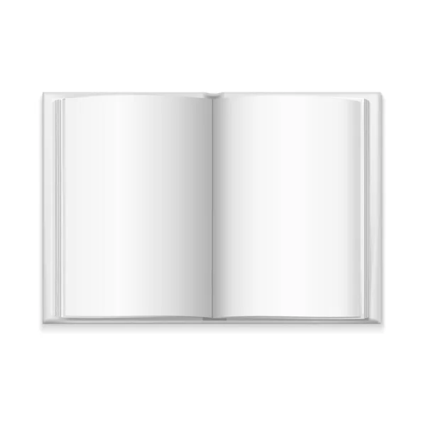 Realistic Detailed 3d White Blank Open Book Template Mockup. Vector — Stock Vector