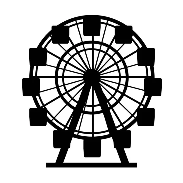 Silhouette schwarze Farbe Riesenrad Attraktion. Vektor — Stockvektor