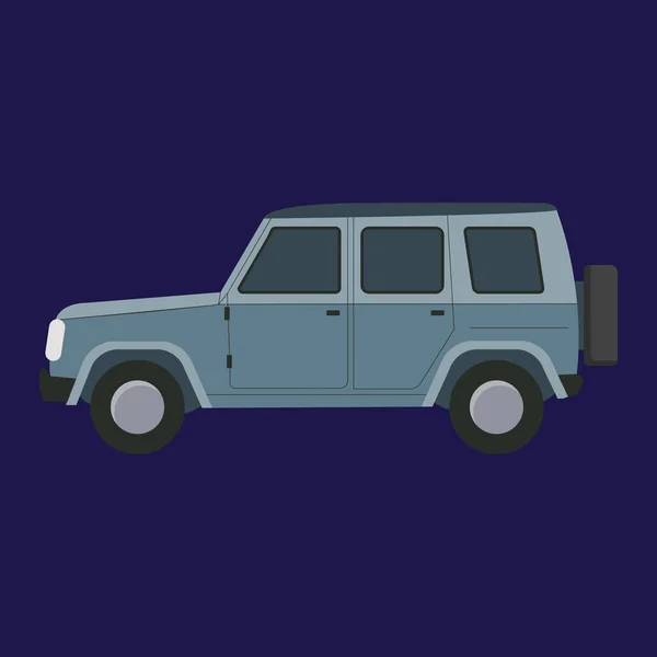 Cartoon Grey Car on a Blue. Vettore — Vettoriale Stock